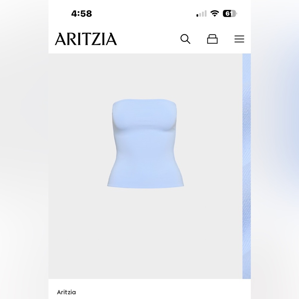 Aritzia Soft Blue Strapless Top size large, but  probably fits size M Great top!